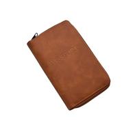 Custodia for passaporto portatile Elegante porta passaporto multiplo | Portafoglio da viaggio in pelle PU, con cerniera, organizer for documenti antifurto, for donna uomo(Brown)