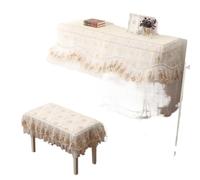 Custodia for pianoforte ricamata in pizzo Copri sgabello Piccolo panno for a doppia Tende a doppio strato di garza sottile fresco Per Proteggere Il Pianoforte(Beige,153x33x120cm 78x38cm)