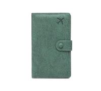 Custodia for portafoglio for passaporto in pelle PU con blocco RFID | Organizer for documenti da viaggio multifunzionale, con tasca con cerniera, for donne e uomini(Green)