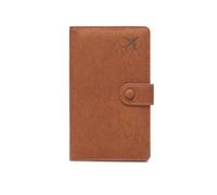 Custodia for portafoglio for passaporto in pelle PU con blocco RFID | Organizer for documenti da viaggio multifunzionale, con tasca con cerniera, for donne e uomini(Light Brown)