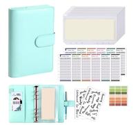 Custodia for raccoglitore A6 Libro for budget in contanti Macaron Manuale for notebook in pelle PU per Il Controllo del Budget(Blue)