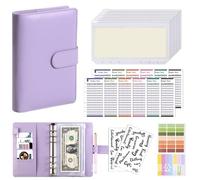 Custodia for raccoglitore A6 Libro for budget in contanti Macaron Manuale for notebook in pelle PU per Il Controllo del Budget(Purple)
