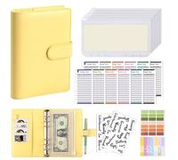 Custodia for raccoglitore A6 Libro for budget in contanti Macaron Manuale for notebook in pelle PU per Il Controllo del Budget(Yellow)