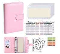 Custodia for raccoglitore A6 Libro for budget in contanti Macaron Manuale for notebook in pelle PU per Il Controllo del Budget(Pink)