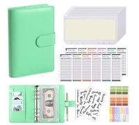 Custodia for raccoglitore A6 Libro for budget in contanti Macaron Manuale for notebook in pelle PU per Il Controllo del Budget(Fruit green)