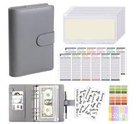Custodia for raccoglitore A6 Libro for budget in contanti Macaron Manuale for notebook in pelle PU per Il Controllo del Budget(Grey)