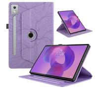 Custodia for tablet adatta for Lenovo Idea Tab Pro 12.7 pollici 2025 con supporto girevole a 360 gradi e motivo a albero 3D in rilievo(Purple)
