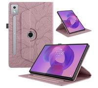 Custodia for tablet adatta for Lenovo Idea Tab Pro 12.7 pollici 2025 con supporto girevole a 360 gradi e motivo a albero 3D in rilievo(Rose Gold)