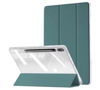 Custodia for tablet adatta for Samsung Galaxy Tab S7 Plus 12.4 pollici SM-T970 T975, cover posteriore trasparente in acrilico con portapenne(Dark green)