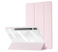 Custodia for tablet adatta for Samsung Galaxy Tab S9 Plus 12.4 pollici SM-X810 X816B 2023, cover posteriore trasparente in acrilico con portapenne(Pink)
