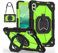 Custodia for tablet compatibile con Redmi Pad 2 Pro 12.1 pollici 2025 Custodia protettiva antiurto resistente W 360 Cavalletto girevole + cinturino da polso + tracolla(Black+Green)