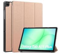 Custodia for tablet pieghevole in tre parti adatta for Samsung Galaxy Tab A11 Plus 11 pollici SM-X230 X233 2025 Custodia con supporto in pelle PU(Rose Gold)