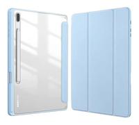 Custodia for tablet pieghevole in tre parti adatta for Samsung Galaxy Tab S7 FE SM-T730 T736 12.4 2021, cover posteriore in acrilico trasparente con slot for penna(Sky Blue)