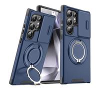 Custodia For Telefono Con Supporto Magnetico, Compatibilità For Samsung S26 S25 Edge S23 S21 S22 S24 Ultra Plus S25FE S24FE, Copertura Antigoccia For Obiettivo(Blue,Galaxy S21)