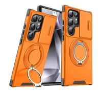 Custodia For Telefono Con Supporto Magnetico, Compatibilità For Samsung S26 S25 Edge S23 S21 S22 S24 Ultra Plus S25FE S24FE, Copertura Antigoccia For Obiettivo(Orange,Galaxy S21 Ultra 5G)