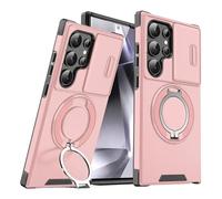 Custodia For Telefono Con Supporto Magnetico, Compatibilità For Samsung S26 S25 Edge S23 S21 S22 S24 Ultra Plus S25FE S24FE, Copertura Antigoccia For Obiettivo(Pink,Galaxy S25+)