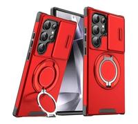 Custodia For Telefono Con Supporto Magnetico, Compatibilità For Samsung S26 S25 Edge S23 S21 S22 S24 Ultra Plus S25FE S24FE, Copertura Antigoccia For Obiettivo(Red,Galaxy S26 Ultra)