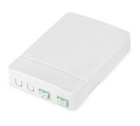 DIGITUS Alloggiamento FTTH - 2x accoppiatore duplex LC/APC - fibra ottica monomodale - cassetta di giunzione in fibra ottica integrata - classe di protezione IP45 - montaggio a parete - bianco