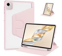 Custodia girevole for Honor Pad X9a/X9 Pro Tablet 11,5 pollici (2025) - con portapenne, cover posteriore rigida trasparente, supporto girevole a 360° e accensione/spegnimento automatici(Pembe)