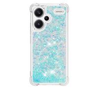 Custodia glitterata per Xiaomi Redmi Note 13 Pro Plus 5G all'estero, 3D Bling Liquid Sparkle Quicksand trasparente paillettes trasparenti per ragazze donne sottile TPU Bumper Cover.Azzurro