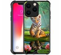 Custodia Goodsprout compatibile con iPhone 14 Plus con motivo Forest Tiger Lotus, design sorprendente, antiurto e antigraffio, rigida in PC con r