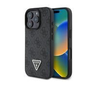 Custodia Guess 4G con strass e logo a triangolo - iPhone 16 Pro Max, nero