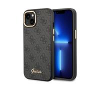 Custodia Guess 4G nera con contorno fotocamera in metallo - iPhone 14