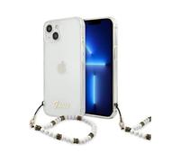 Custodia Guess con cinturino perlato bianco trasparente - iPhone 15 / 14 / 13