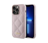 Custodia Guess con logo trapuntato in metallo rosa - iPhone 15 Pro