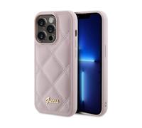 Custodia Guess con logo trapuntato in metallo rosa - iPhone 15 Pro Max