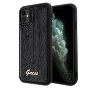 Custodia Guess con scritta in metallo e paillettes, colore nero, per iPhone 11