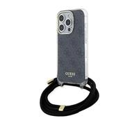 CG MOBILE Guess - Custodia per iPhone 15 Pro Max in nero con cordino a tracolla, antigraffio, comoda e resistente, custodia rigida con porte accessibili, assorbimento degli urti