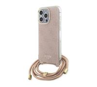 CG MOBILE Custodia GUESS GUHCP15XHC4SEP per iPhone 15 Pro Max 6.7" tracolla rigida rosa con cordoncino stampa 4G