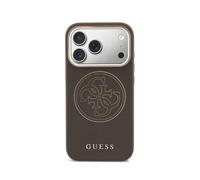 Custodia Guess effetto pelle logo traforato marrone compatibile MagSafe iPhone 17 Pro Max