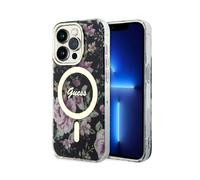 Custodia Guess Flower MagSafe nera - iPhone 14 Pro