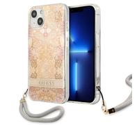 Custodia Guess Flower Strap dorata per iPhone 13 mini