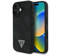 Custodia Guess Grained Hot Stamp Peony Triangle Logo MagSafe per iPhone 16 nero - Nouvo