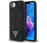 Custodia Guess Grained Hot Stamp Peony Triangle Logo MagSafe per iPhone 16e nero - Nouvo