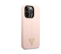 Custodia Guess GUHCP14LSLTGP in silicone con logo a triangolo, rosa - iPhone 14 Pro