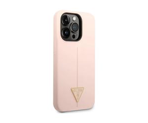 Custodia Guess GUHCP14LSLTGP in silicone con logo a triangolo, rosa - iPhone 14 Pro