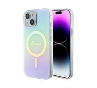 Custodia Guess GUHMP15SHITSQ MagSafe iridescente turchese - iPhone 15