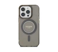 Custodia Guess IML con strass e MagSafe - iPhone 16 Pro Max, nero
