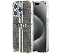Custodia Guess IML con strisce dorate e marrone per iPhone 15 Pro