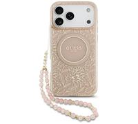 CG MOBILE Guess IML Flower Electro Pearl Bracelet compatibile con custodia MagSafe per iPhone 17 Pro Max (rosa)