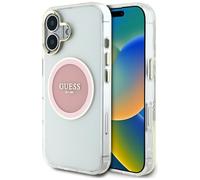 Custodia Guess IML Metal Colored Circle Classic Logo MagSafe per iPhone 16 rosa - Nouvo
