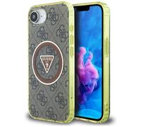 Custodia Guess IML Metal Glitter 4G Circle Triangle MagSafe per iPhone 16 marrone - Nouvo