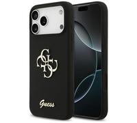 CG MOBILE Guess Silicone Grande 4G Script Custodia per iPhone 17 Pro Max (Nero)