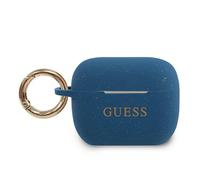Custodia Guess in silicone blu glitterato per AirPods Pro