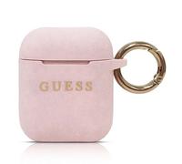 Custodia Guess in silicone glitterato rosa chiaro per AirPods 1