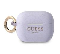 Custodia Guess in silicone glitterato viola per AirPods Pro